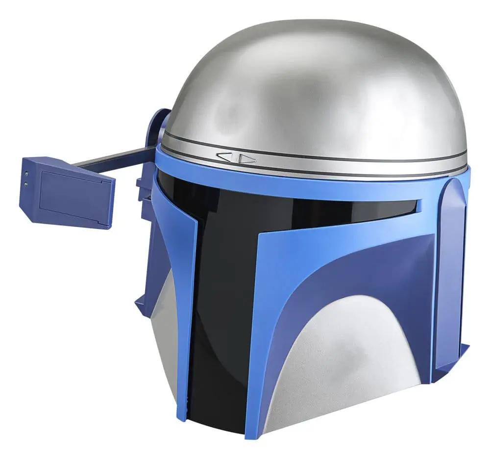 Casco electrónico Jango Fett de Star Wars, HASBRO, azul y plateado con visor negro, accesorio para muñecas y figuras