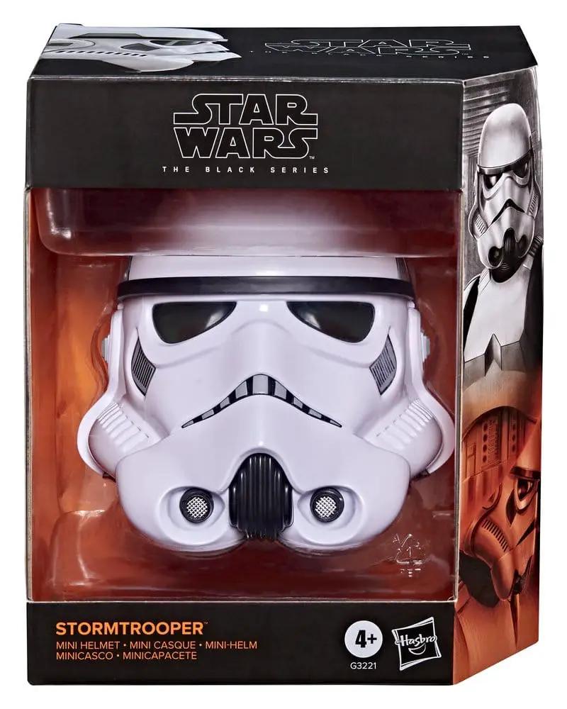 Stormtrooper mini helmet from Star Wars The Black Series by Hasbro; white helmet with black visor in packaging