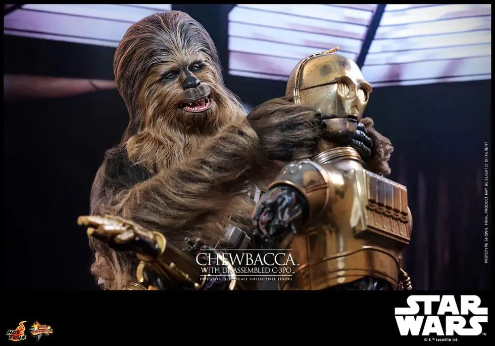 HOT TOYS 1/6 Star Wars Chewbacca figure with disassembled C-3PO, gold droid, 2 figures