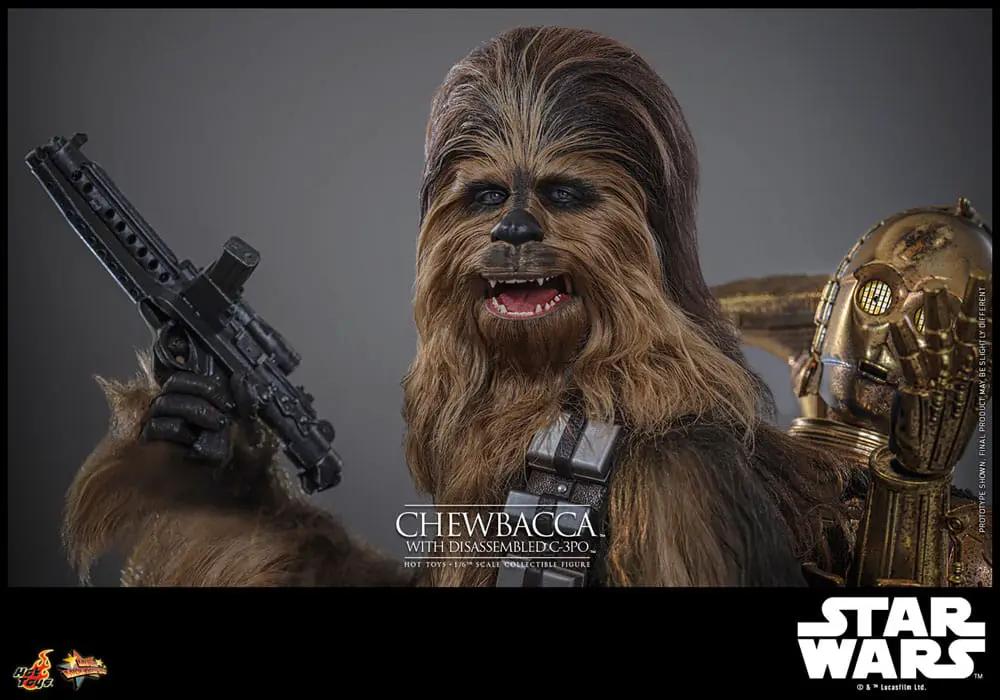 Chewbacca 1/6 scale figure by HOT TOYS with disassembled C-3PO from Star Wars