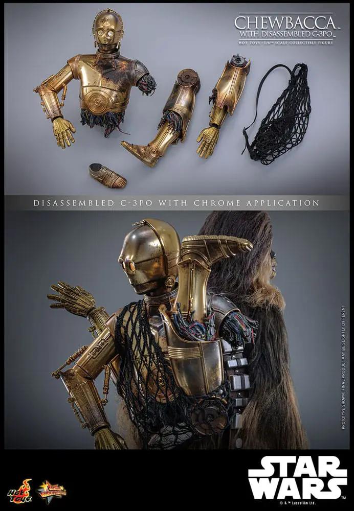 Chewbacca and disassembled C-3PO 1/6 scale action figure set by Hot Toys