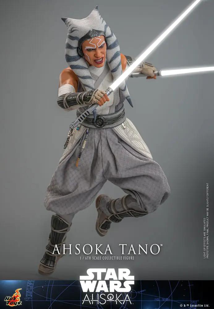 Figura de acción Ahsoka Tano 1/6 de HOT TOYS, 28 cm, con sables dobles y atuendo gris