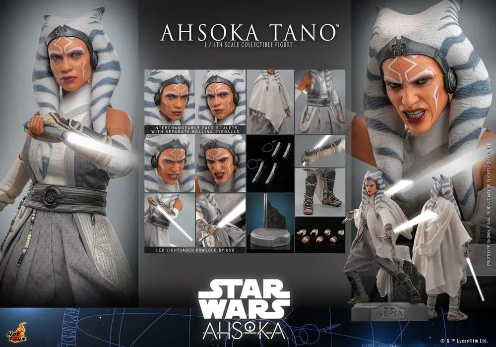 Figura de acción Ahsoka Tano 1/6, 28 cm, HOT TOYS, Star Wars, con sables láser y accesorios