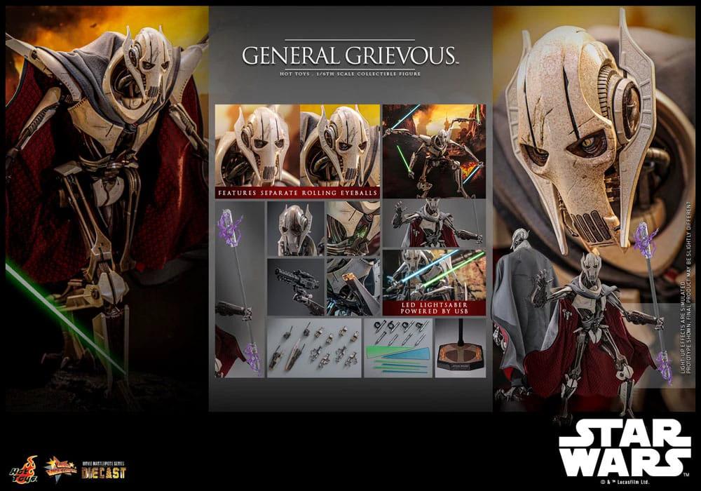 General Grievous 1/6 scale action figure by HOT TOYS, Star Wars, Movie Masterpiece, with lightsabers
