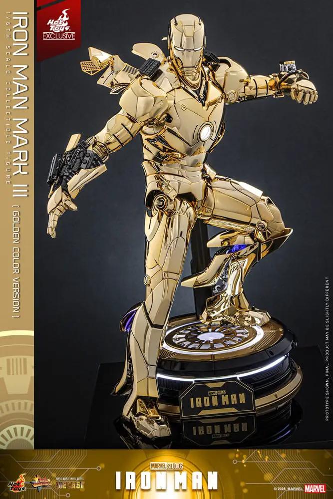 Iron Man Mark III 1/6 scale diecast figure by HOT TOYS in gold color version with display stand