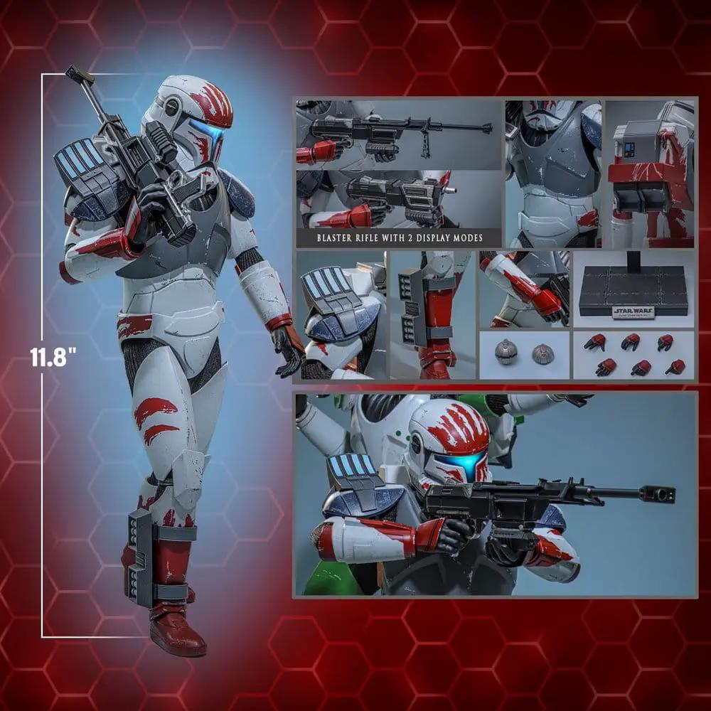 Figura 1/6 Clone Commando Sev de HOT TOYS, Star Wars exclusiva, 30 cm, con rifle y accesorios