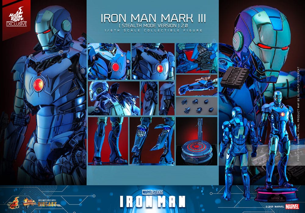 Iron Man Movie Masterpiece Diecast 1/6 Iron Man Mark III (Stealth Mode Ver.) 2.0 Hot Toys Exclusive 33 cm