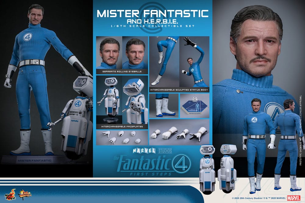 Los Cuatro Fantásticos: primeros pasos Pack de 2 Figuras Movie Masterpiece 1/6 Mister Fantastic & H.E.R.B.I.E. 30 cm