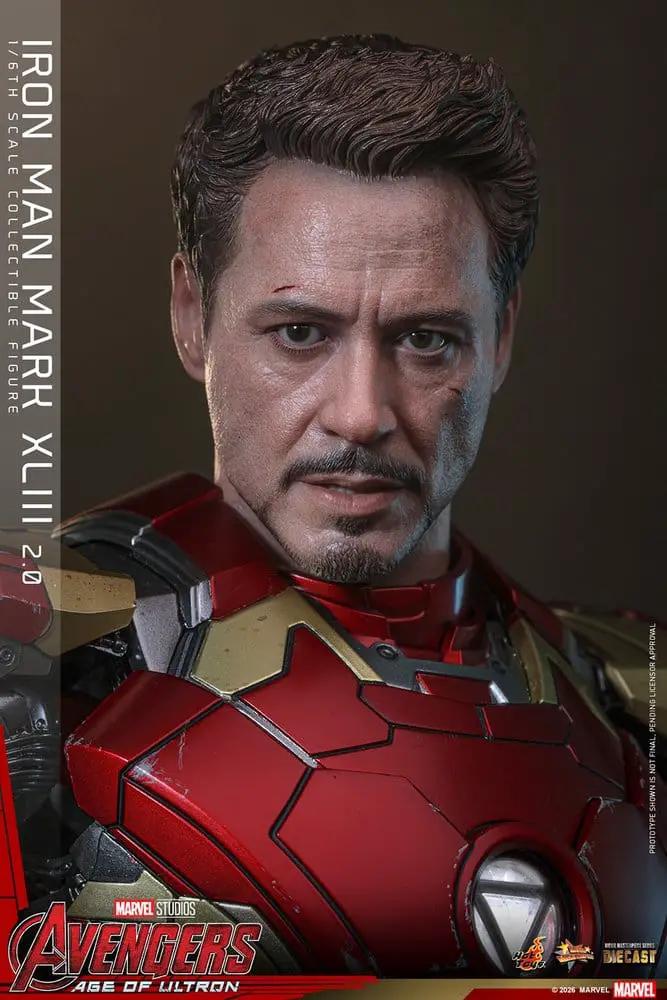 Figura de acción HOT TOYS Iron Man Mark XLIII (2.0), 32 cm, rojo y dorado diecast, Avengers: Age of Ultron