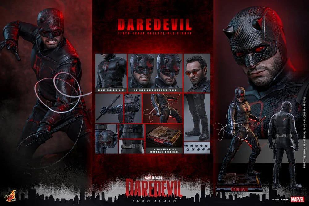 Hot Toys Daredevil Born Again 1/6 scale action figure, red suit, 30 cm Marvel