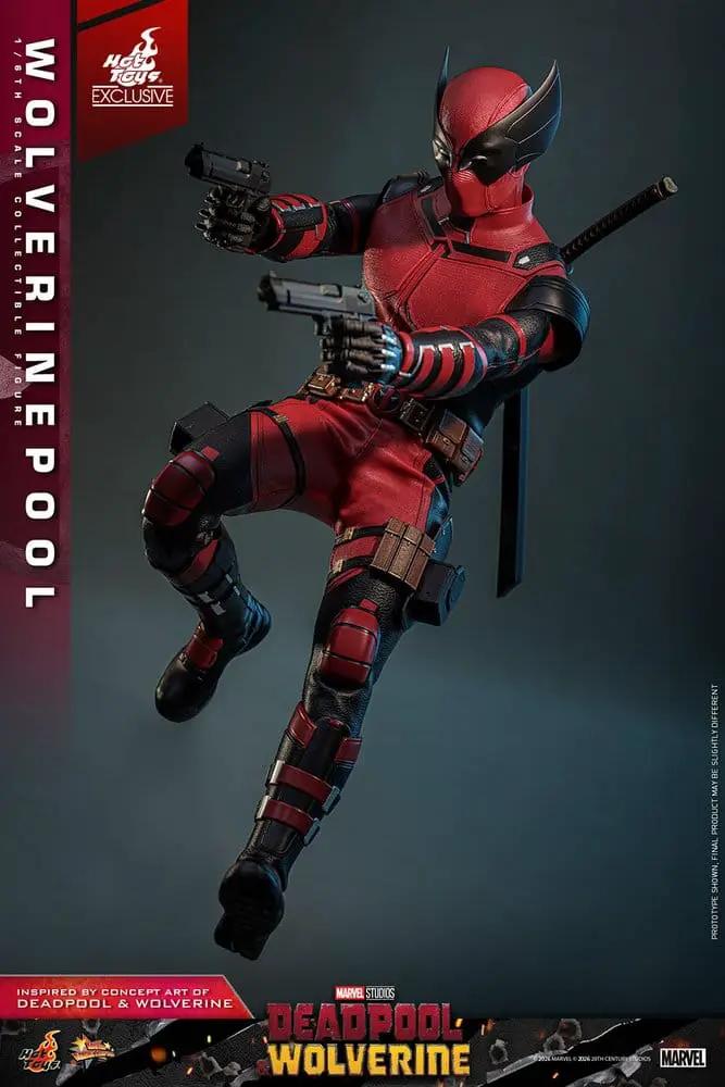 Figura de acción 1/6 Deadpool y Wolverine de HOT TOYS, exclusiva, en rojo y negro