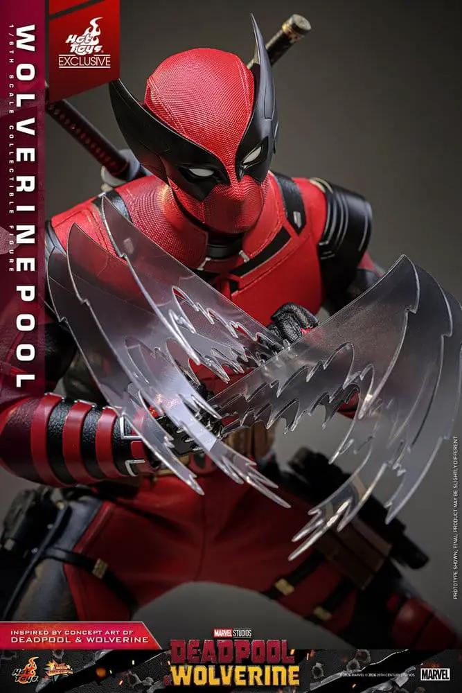 Deadpool & Wolverine 1/6 Movie Masterpiece figure, HOT TOYS Exclusive; red suit and clear jagged blades.