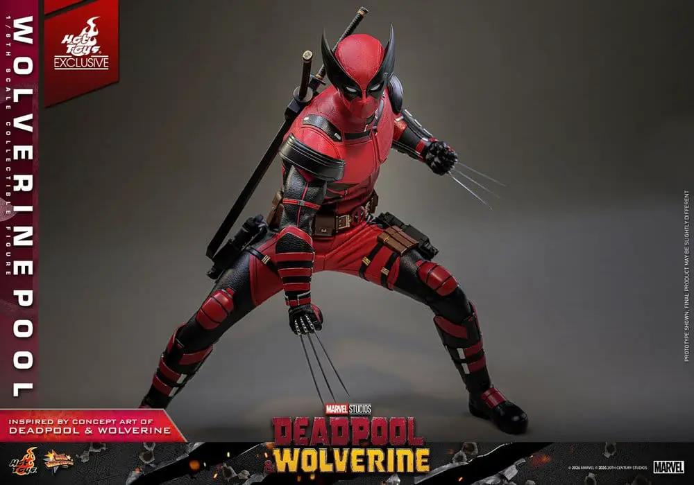 Hot Toys Deadpool & Wolverine 1/6 figura exclusiva, traje rojo y negro, 31 cm