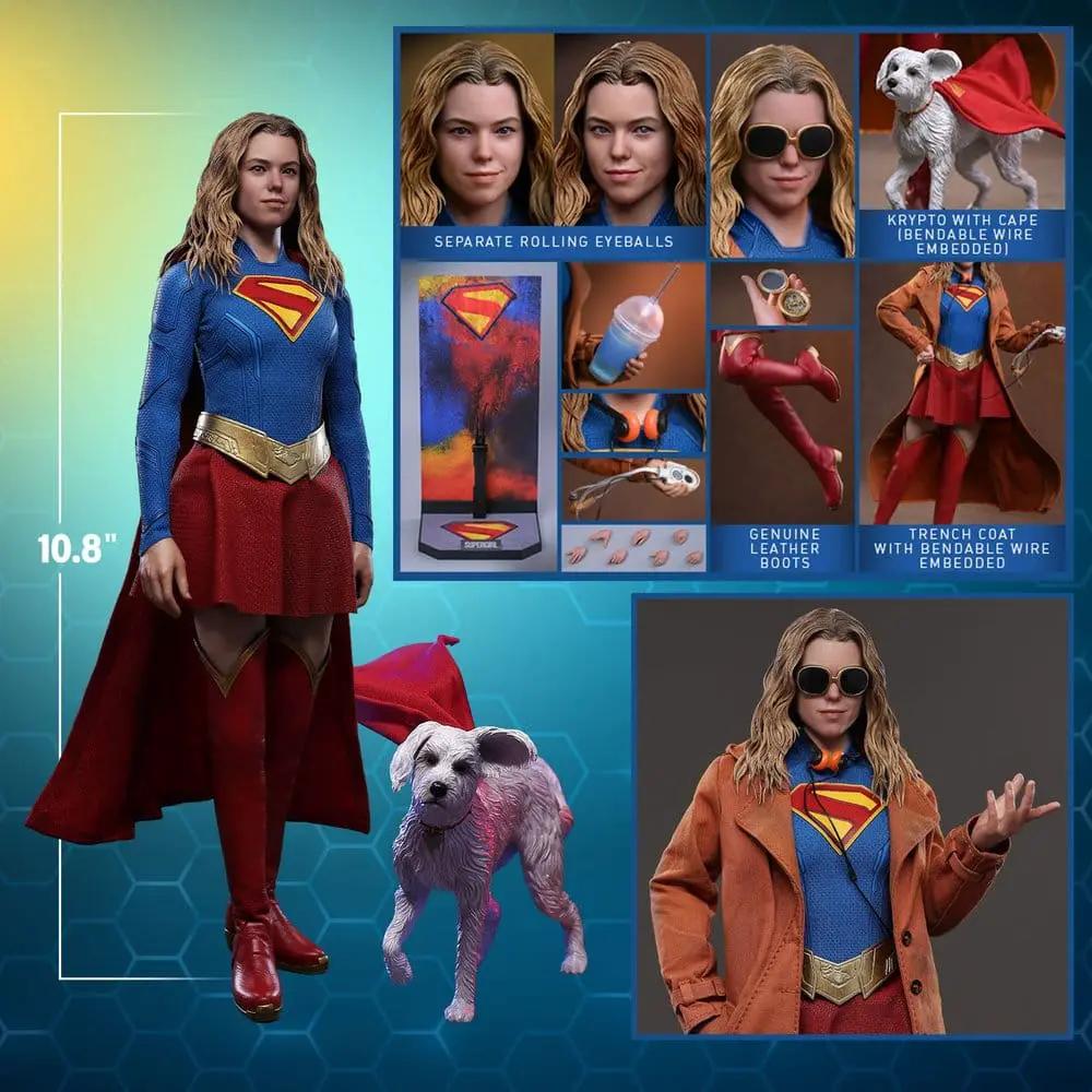 2-piece Supergirl & Krypto action figures set; 28 cm tall, blue suit with red cape and gold belt