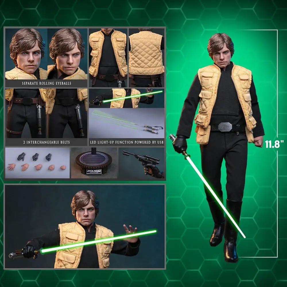 HOT TOYS Luke Skywalker 1/6 Figure from Shadows Of The Empire, 11.8 in tall, LED green lightsaber, interchangeable hands.