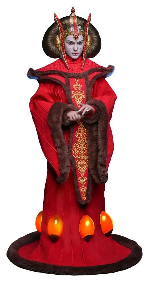 Queen Amidala 1/6 figure by HOT TOYS, Star Wars, red ceremonial gown with fur trim and illuminated base orbs