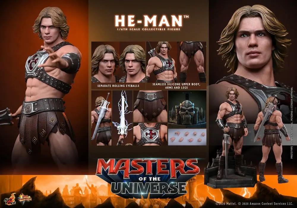 HOT TOYS Masters of the Universe He-Man 1/6 action figure, 31 cm tall, armored with sword