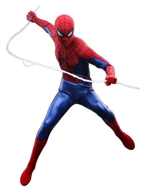 Figura de acción Spider-Man 1/6 de HOT TOYS, Marvel Brand New Day, 29 cm, en rojo y azul, con telaraña