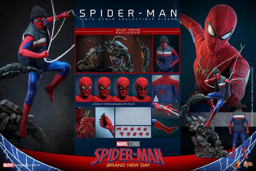 Figura de acción Spider-Man 1/6 Deluxe, 29 cm, HOT TOYS, Marvel Brand New Day