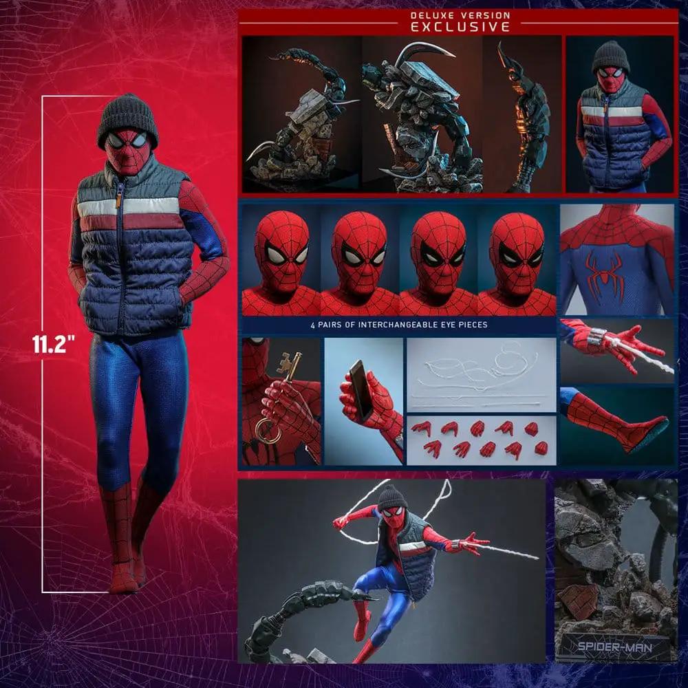 Spider-Man Brand New Day 1/6 Deluxe figure by HOT TOYS, 29 cm, wearing a blue and red casual puffer jacket.