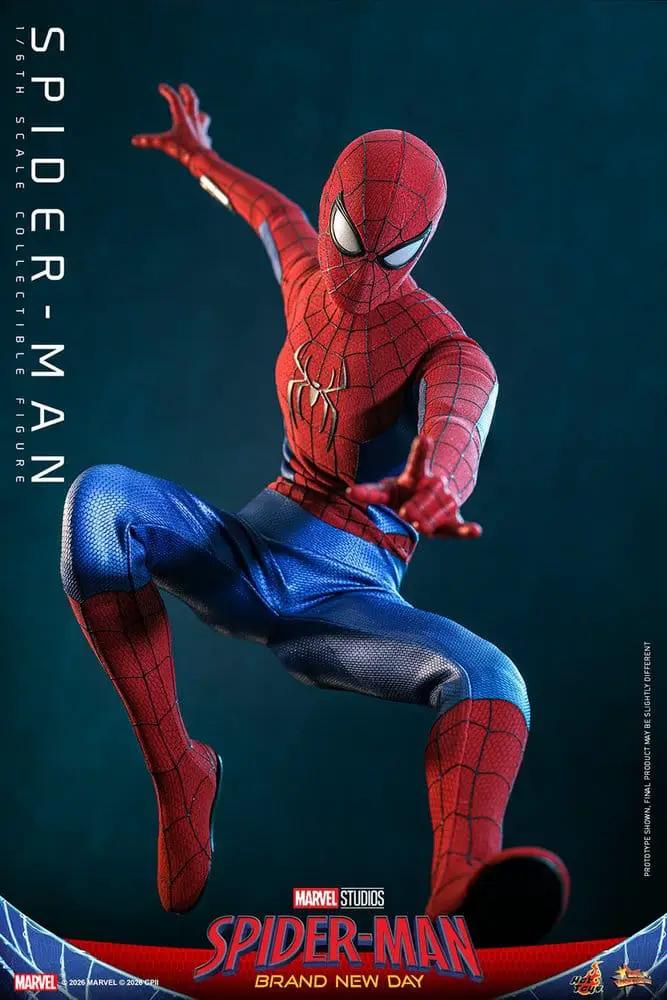 Figura de acción Spider-Man 1/6 de HOT TOYS, 29 cm, Brand New Day, traje rojo y azul