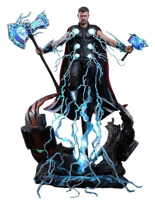 Figura 1/6 HOT TOYS Thor Deluxe de Vengadores: Doomsday, 32 cm, con rayos azules y base rocosa