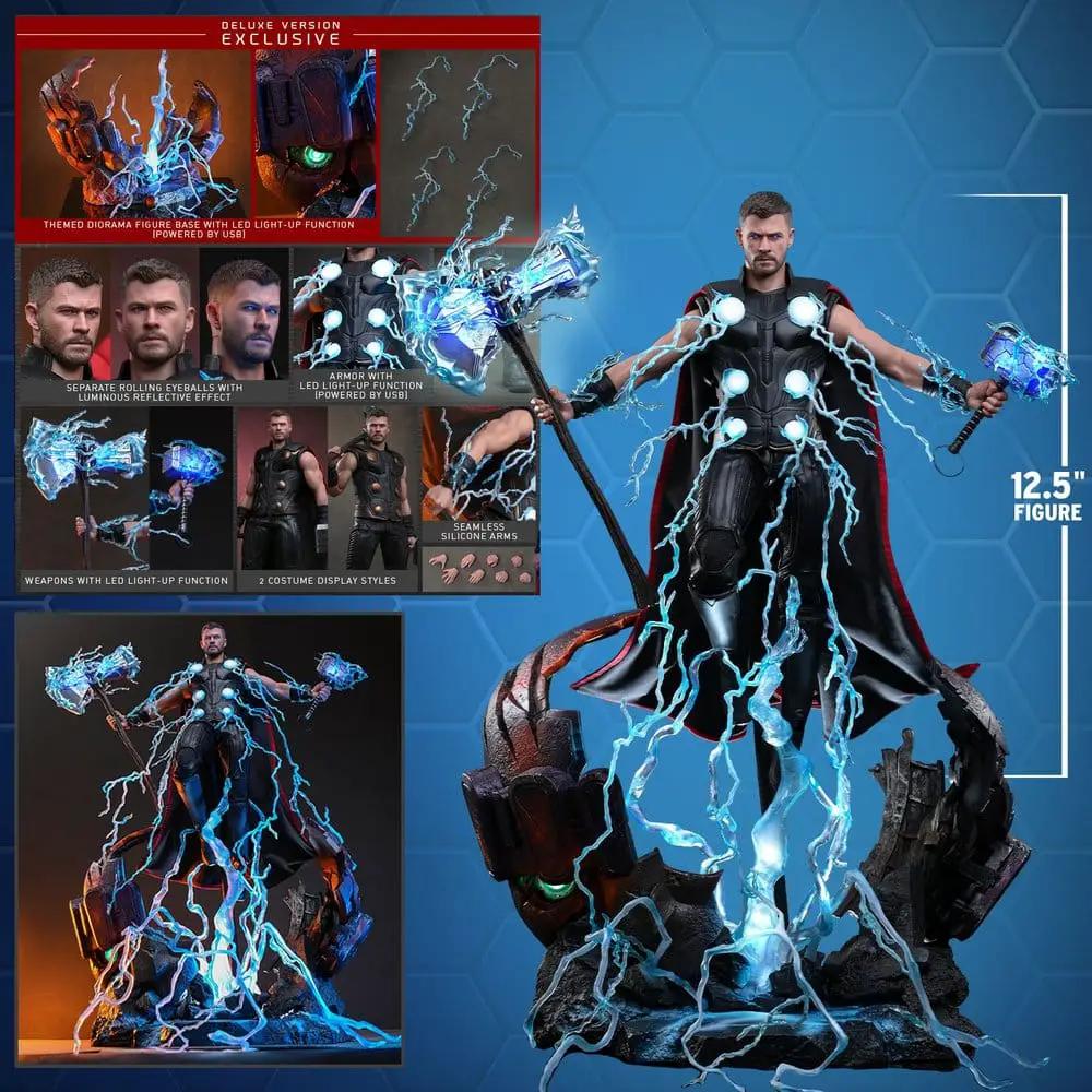 Figura de acción 1/6 Thor Deluxe Version de HOT TOYS, 32 cm, con efectos LED y relámpagos azules