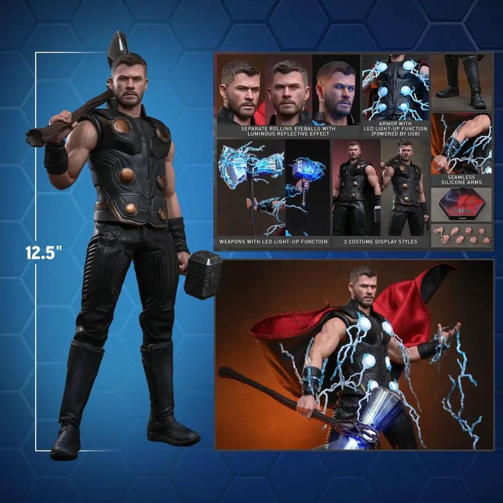 Figura de acción 1/6 Thor HOT TOYS, 32 cm, traje negro con placas marrones
