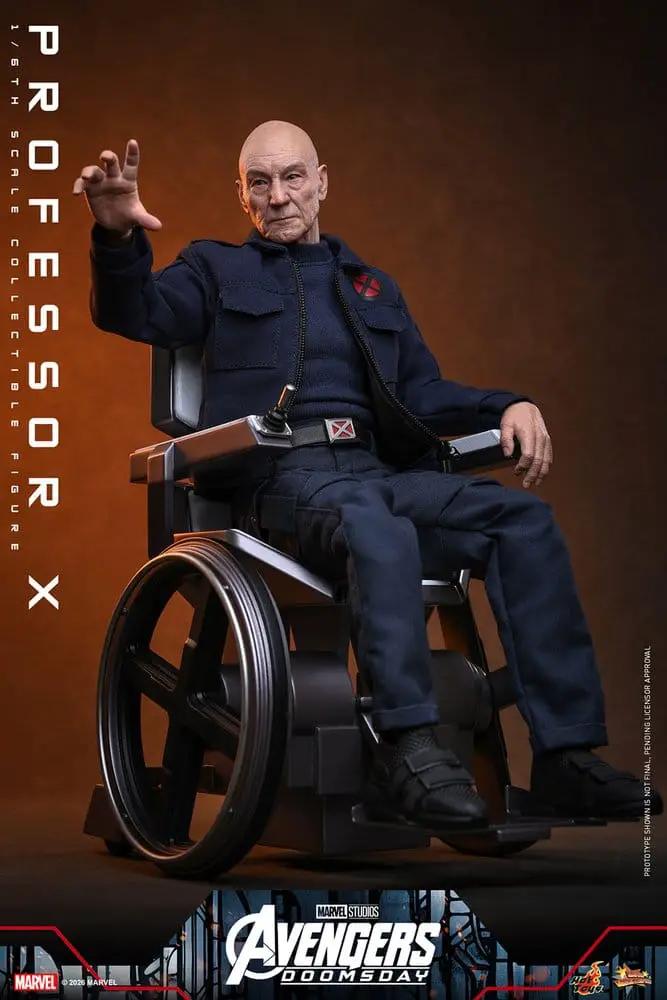 Figura de acción Marvel X-Men Professor X 1/6, 25 cm, azul oscuro, HOT TOYS, en silla de ruedas