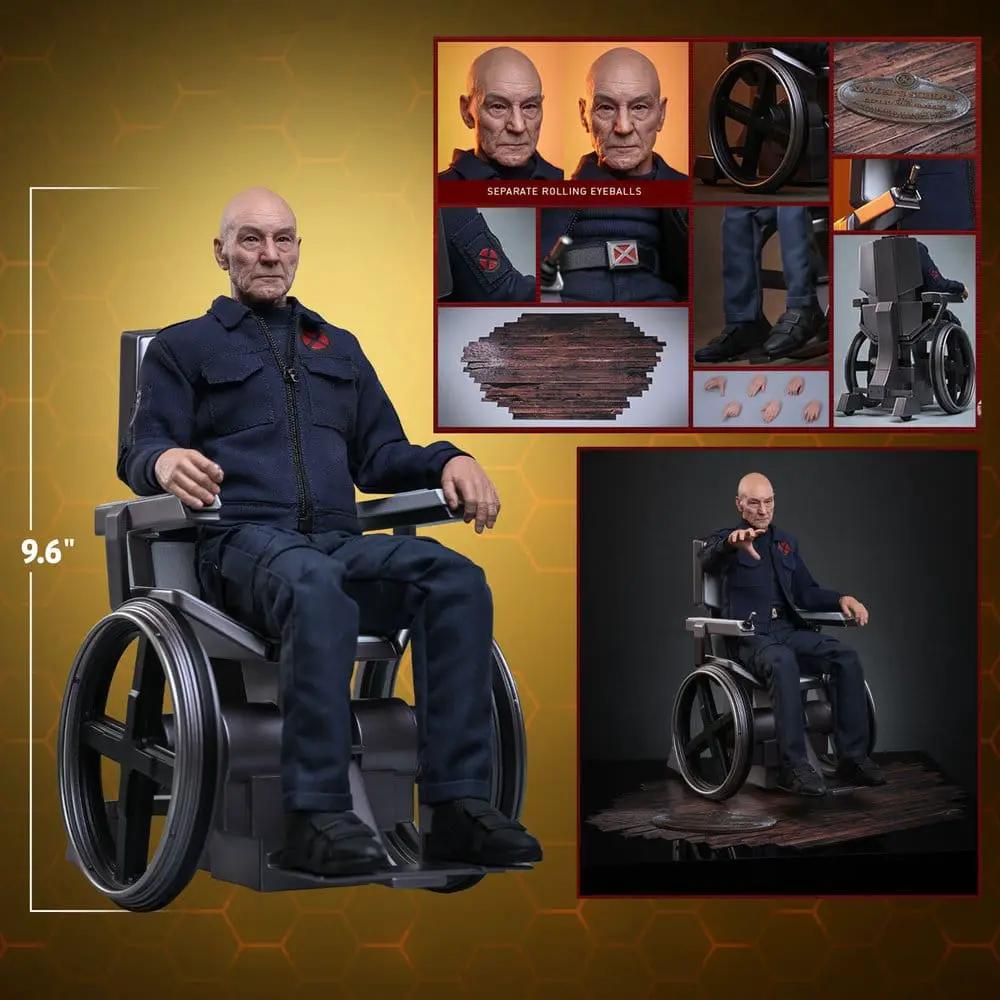 Figura de acción Marvel X-Men Profesor X 1/6, HOT TOYS, azul oscuro, en silla de ruedas, 25 cm.