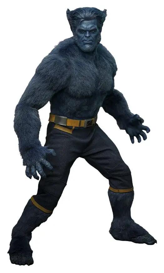 Figura de acción Beast 1/6, HOT TOYS; X‑Men edición coleccionista, figura azul con pelaje y cinturón dorado, 33 cm