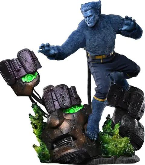 Figura de acción Beast 1/6 Deluxe Marvel X-Men, 33 cm, azul pelaje con base rocosa y efectos verdes