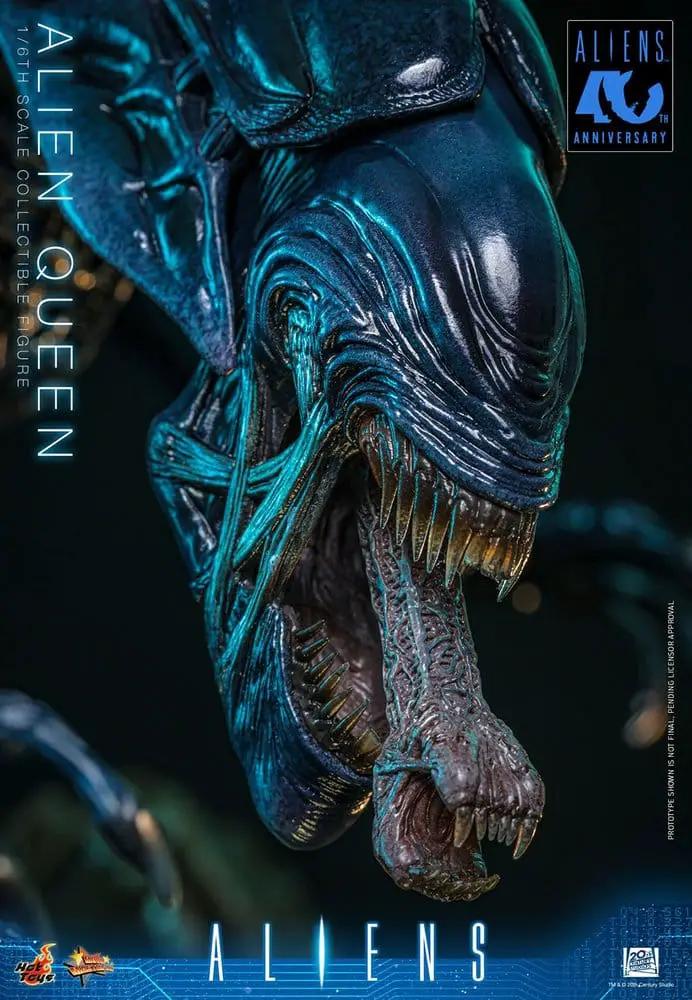 Figura de acción Alien Queen 1/6, 53 cm, HOT TOYS, azul metálico con dientes detallados