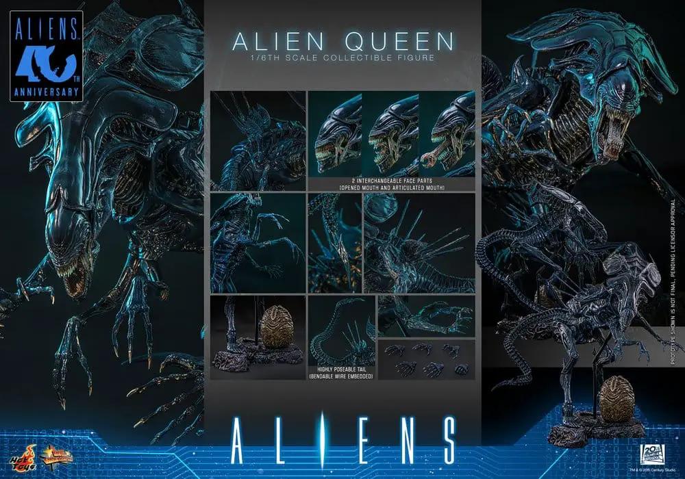 Figura de acción Alien Queen 1/6 de HOT TOYS, 53 cm, en tonos azules