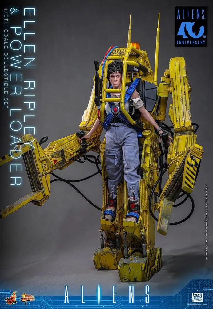 Conjunto de 2 figuras 1/6: Ellen Ripley y Power Loader de HOT TOYS, 52 cm, exoesqueleto amarillo