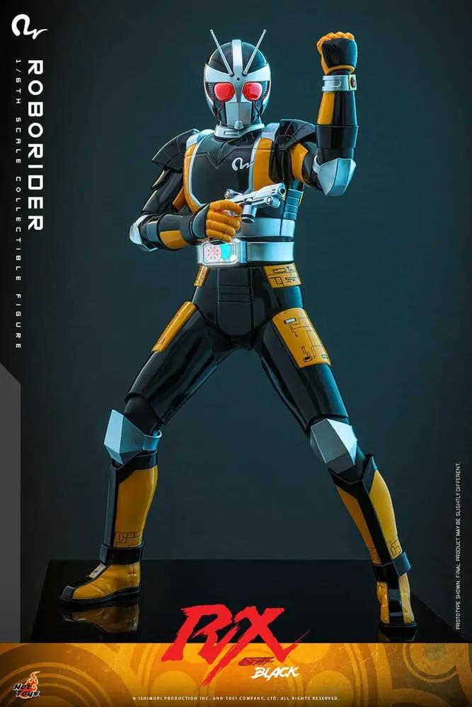 Figura de acción Kamen Rider Black RX RoboRider, HOT TOYS 1/6, 31 cm, negro y amarillo con detalles plateados
