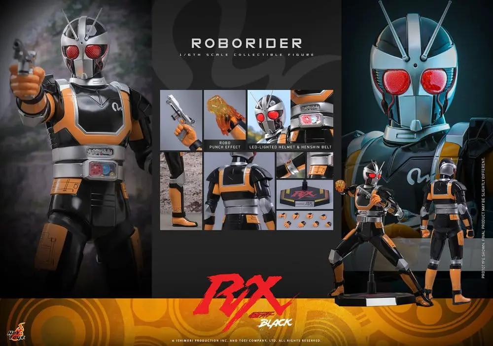 Kamen Rider Black RX RoboRider 1/6 figure by Hot Toys, 31 cm, orange/black; three figures shown.