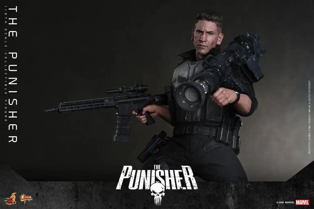 Figura de acción 1/6 The Punisher de HOT TOYS, 31 cm, con rifle y equipo táctico negro