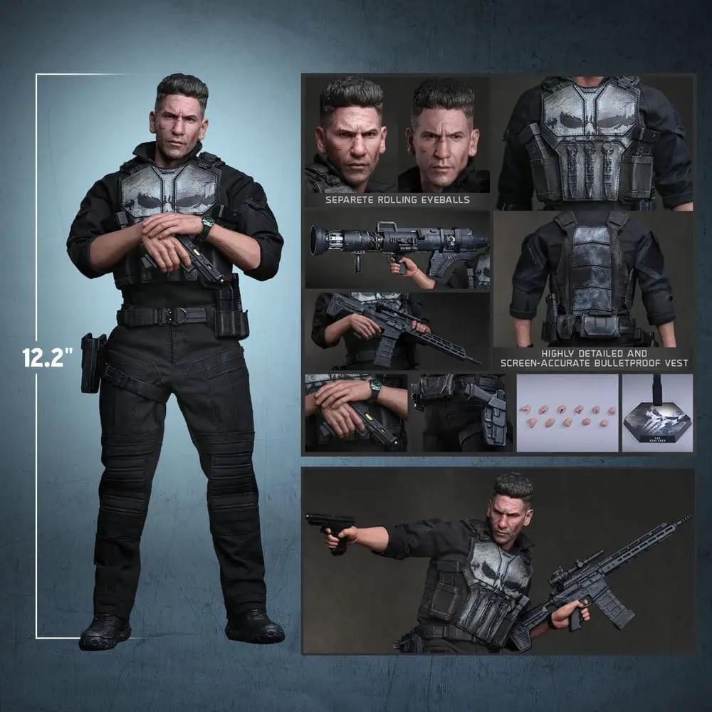 Figura de acción The Punisher 1/6 de HOT TOYS, 31 cm, vest táctico negro con rifle