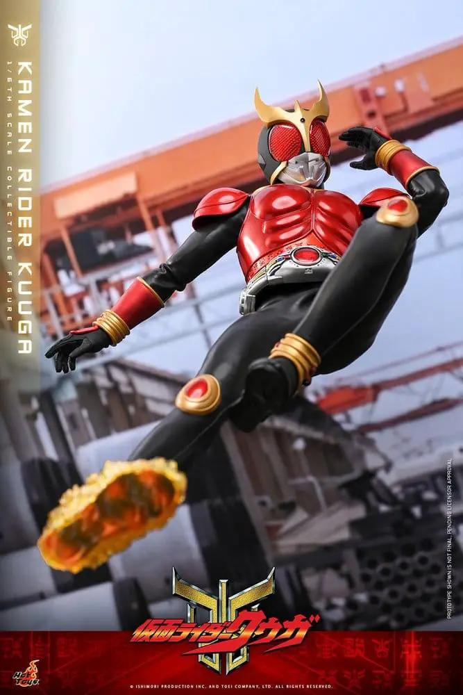 Figura de acción Kamen Rider Kuuga 1/6, HOT TOYS, 31 cm, traje rojo y negro con detalles dorados.
