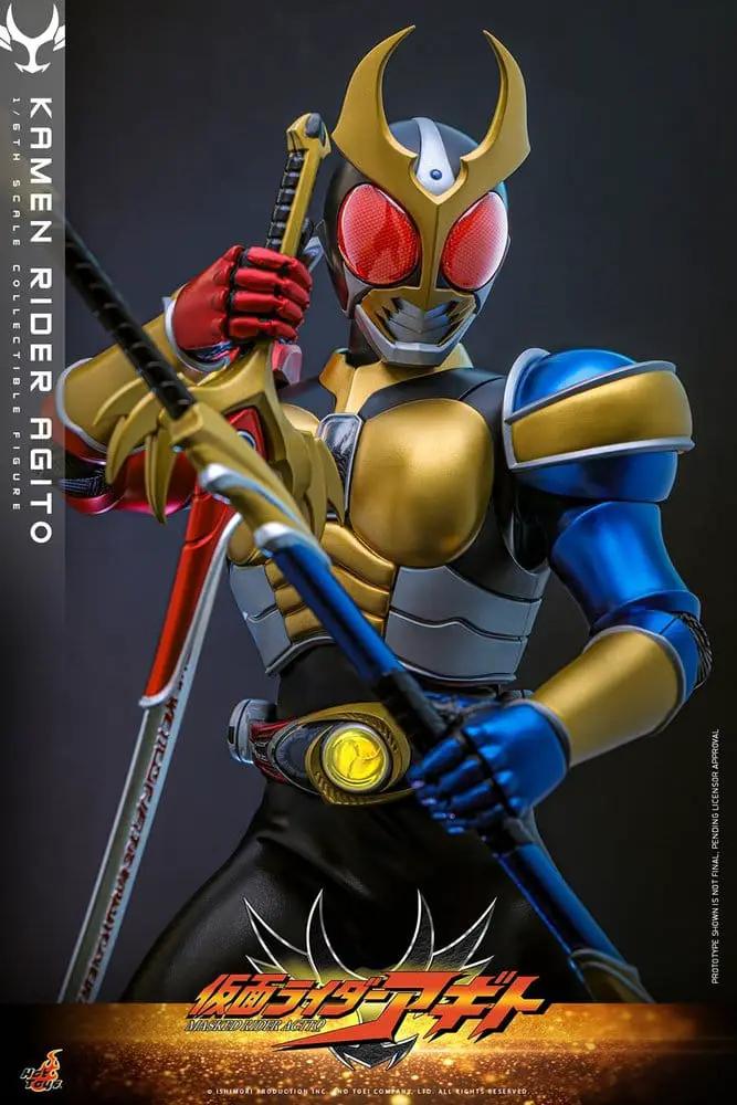 Figura de acción Kamen Rider Agito, HOT TOYS, 1/6 escala, 31 cm, armadura dorada y azul con espada