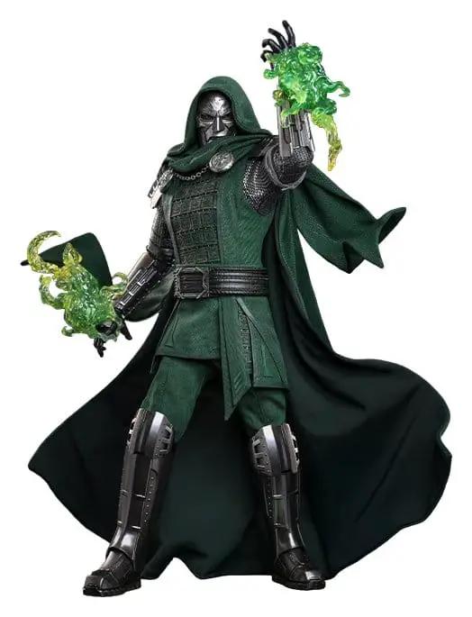 Figura de acción Doctor Doom 1/6 HOT TOYS, 31 cm, con capa verde y efectos de energía verde