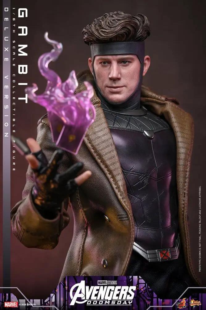 Figura de acción 1/6 Gambit Deluxe de HOT TOYS, 31 cm, con efecto de energía morada.