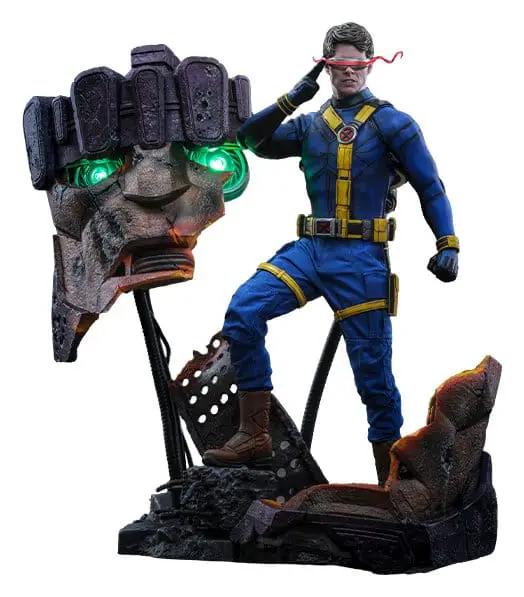 Figura de acción HOT TOYS 1/6 Cyclops Deluxe, 30 cm, traje azul con cinturón amarillo, diorama rocoso (2 piezas)