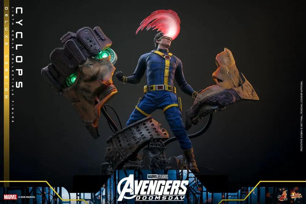Figura de acción 1/6 Cyclops Deluxe de HOT TOYS, Avengers Doomsday, 30 cm, traje azul con cinturón amarillo