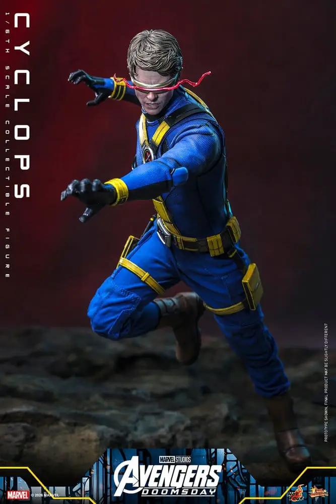 Figura de acción Cyclops 1/6 de Avengers Doomsday, 30 cm, de HOT TOYS, traje azul con cinturón amarillo.