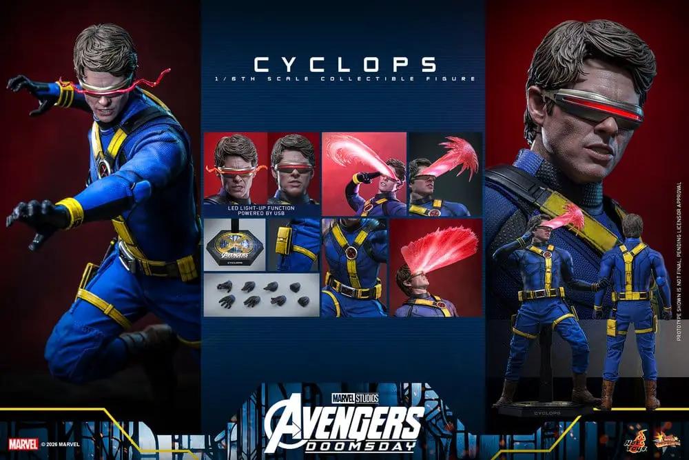 Figura de acción Cyclops 1/6, 30 cm, HOT TOYS, Avengers Doomsday Movie Masterpiece, traje azul y amarillo