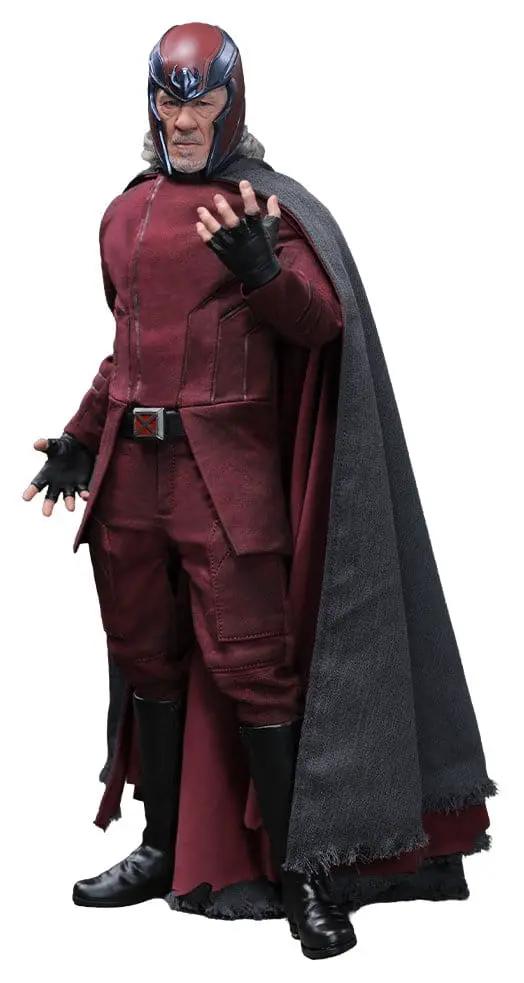 Figura de acción 1/6 Magneto de HOT TOYS, 30 cm, traje rojo burdeos con capa gris y botas negras