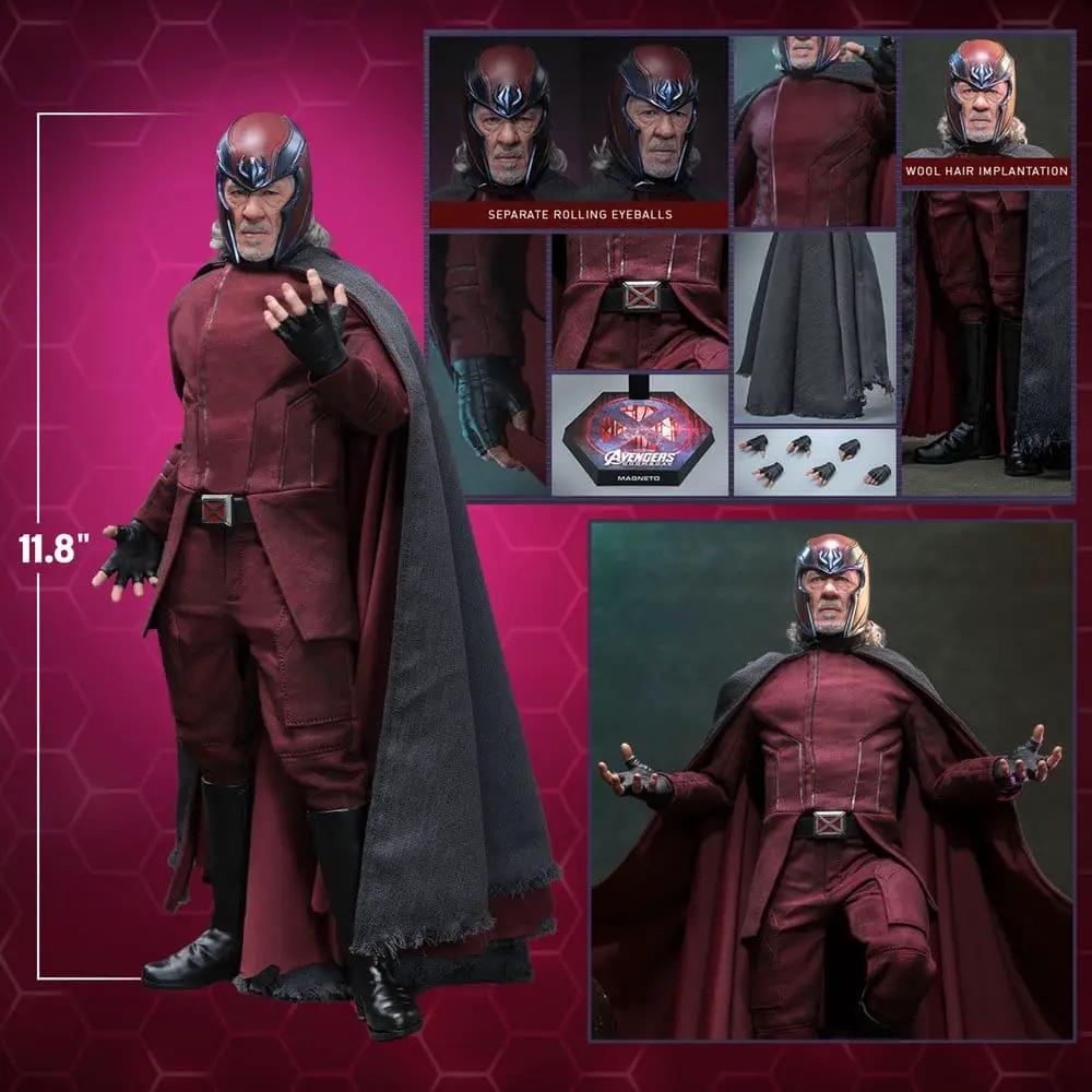 Figura de acción Magneto 1/6 de HOT TOYS, Avengers: Doomsday, 30 cm con capa gris y traje granate