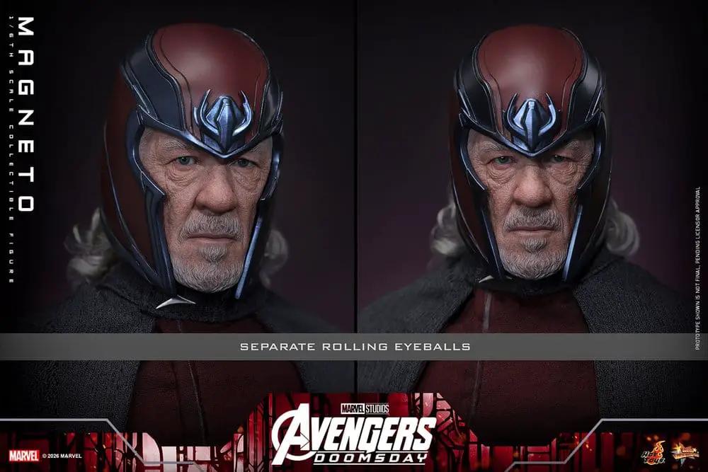 Figura de acción Magneto 1/6 de HOT TOYS, Avengers Doomsday, casco rojo con detalles azules